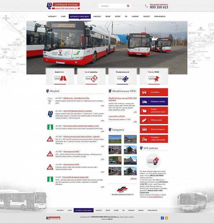 Grafický návrh www - Dopravní podnik města Ústí nad Labem