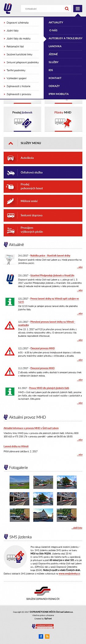 Grafický návrh www - Dopravní podnik města Ústí nad Labem