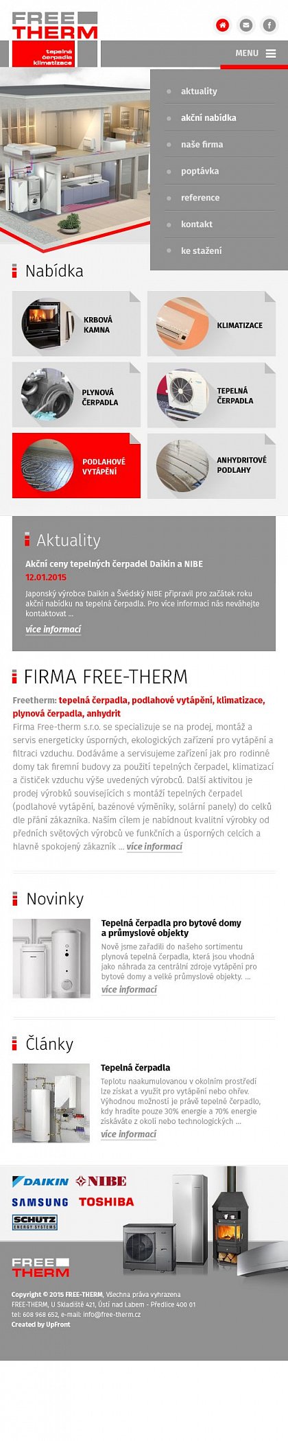 Grafický návrh www a loga + mobilní verze - firma FREE-THERM