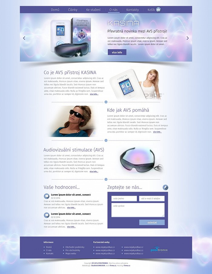 Grafický návrh www - Positronix - prezentace produktu