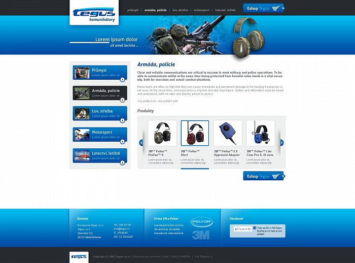 Grafický návrh www a loga - firma TEGUS - sluchátka, komunikátory