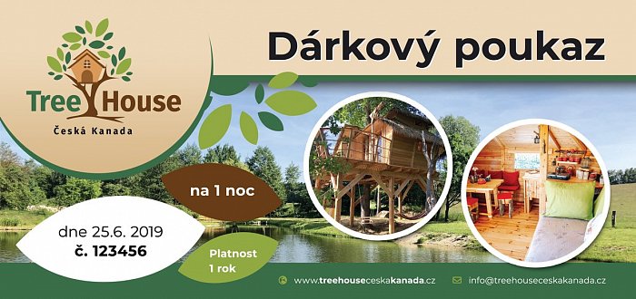 Grafický návrh dárkový poukaz - Projekt Tree House - Česká Kanada