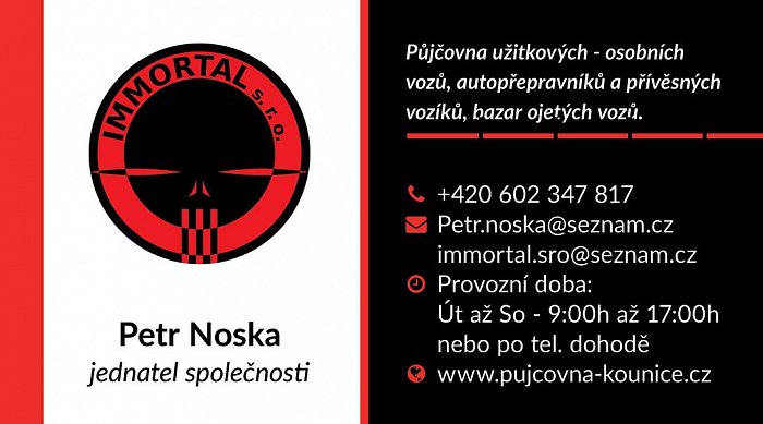 Grafický návrh a zpracování vizitky - firma IMMORTAL