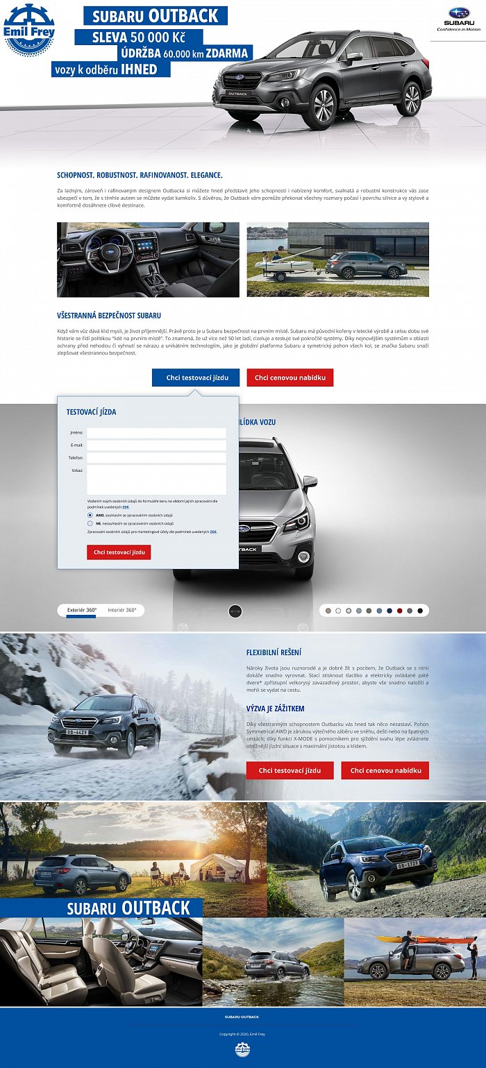 Grafický návrh www - Emil Frey - Subaru - Landing Page