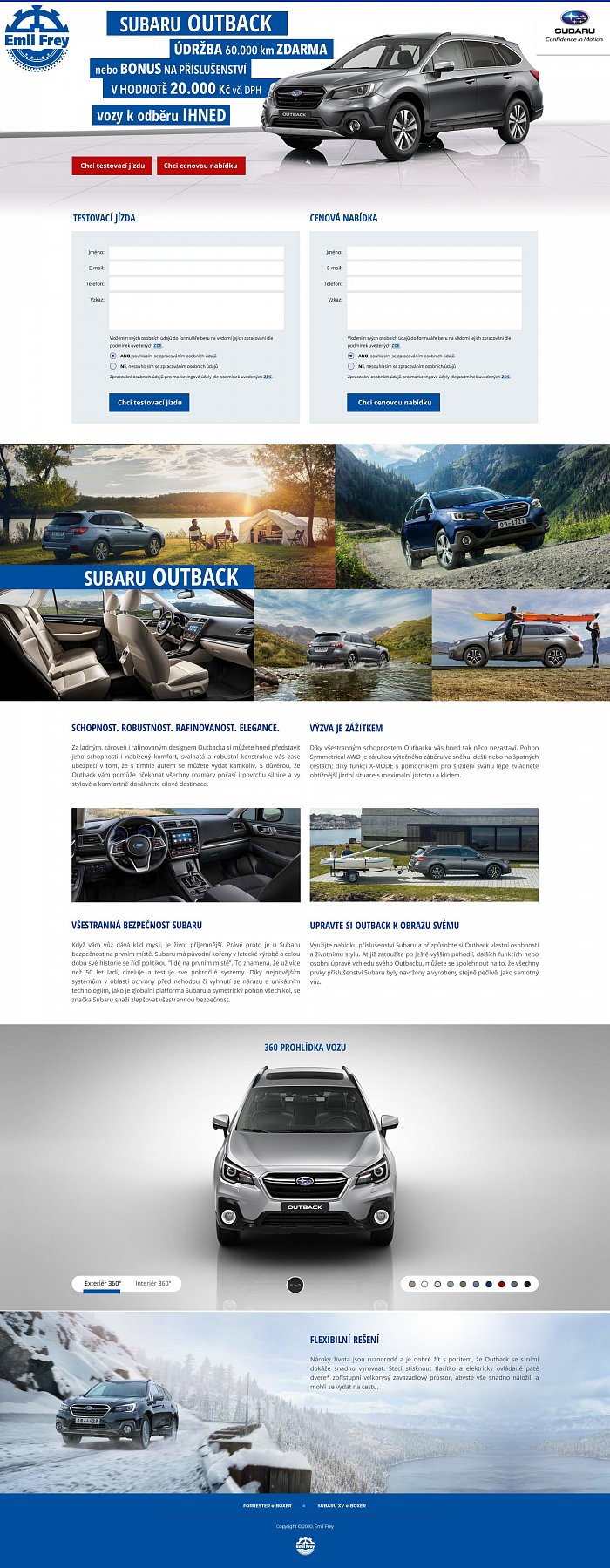 Grafický návrh www - Emil Frey - Subaru - Landing Page